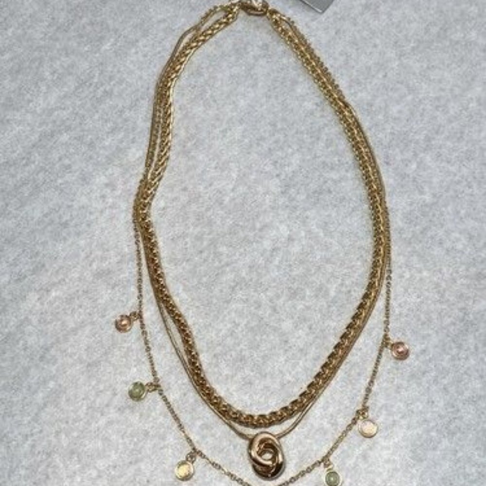 Nordstrom Gold Tone Triple Layer Collar Necklace
